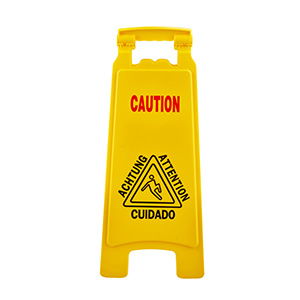 Plastic caution sign