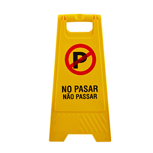 Plastic caution sign