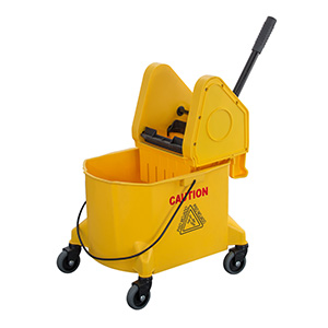 Mop bucket with down press wringer