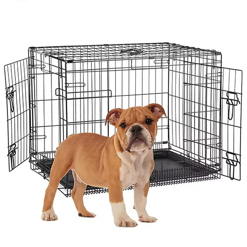 Double Door Folding Metal Dog Cage