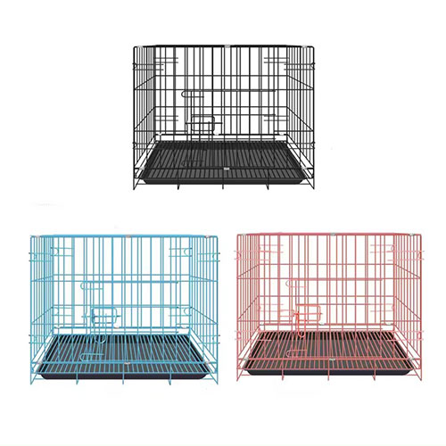 Double Door Folding Metal Dog Cage