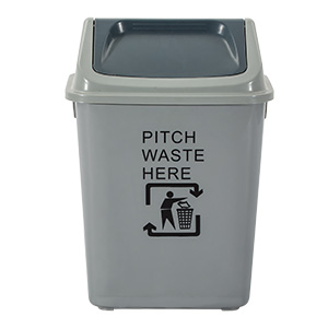 Trash bin with flap and swing lid